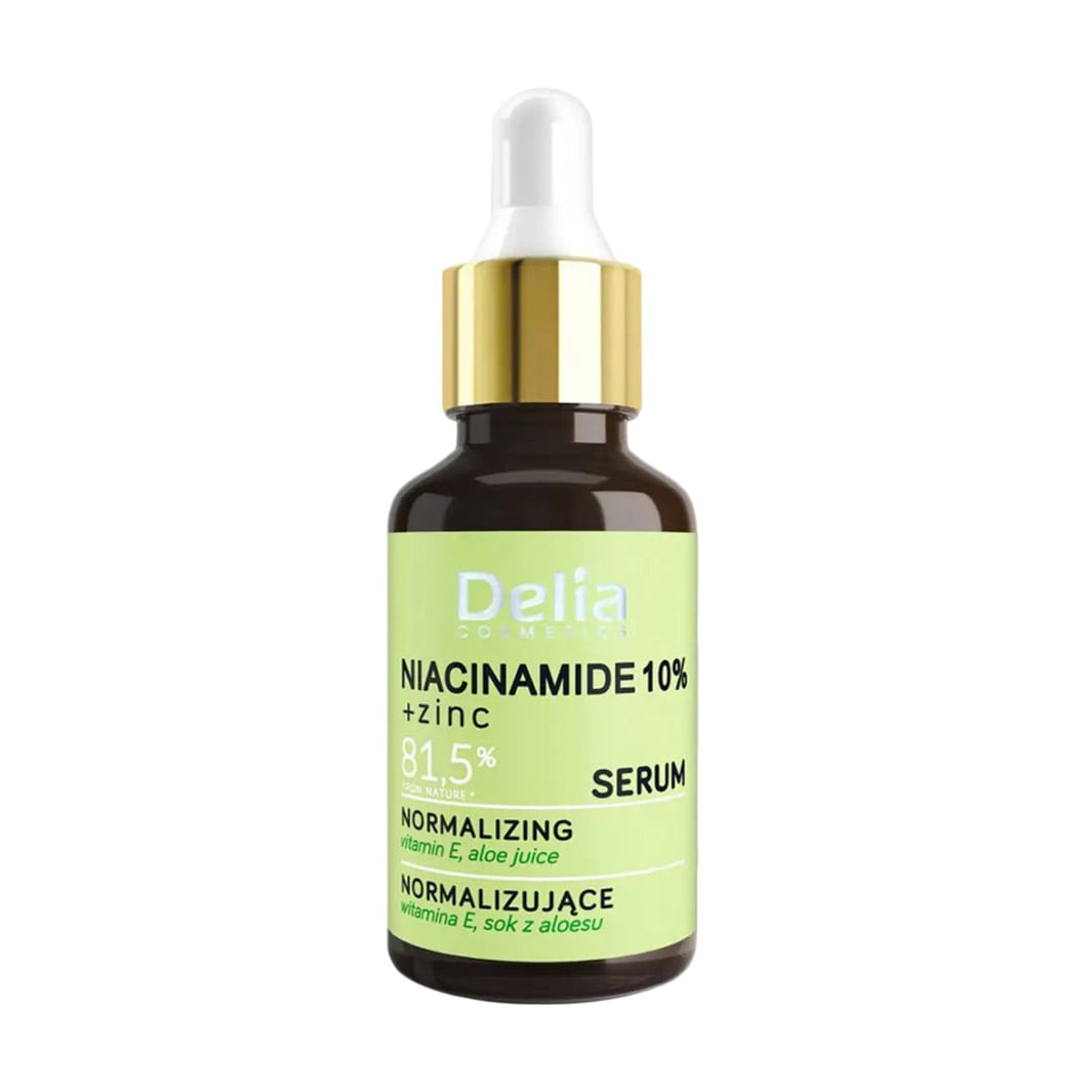 Нормалізувальна сироватка для обличчя, шиї та зони декольте Delia Cosmetics Niacynamid + Zinc Serum для комбінованої шкіри, 30 мл
